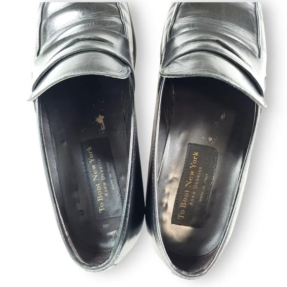 To Boot New York Adam Derrick Black Leather Penny Loafers Size 10.5 - Picture 8 of 13
